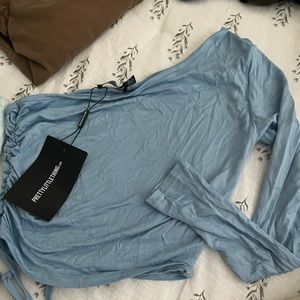 Blue pretty little thing one shoulder top